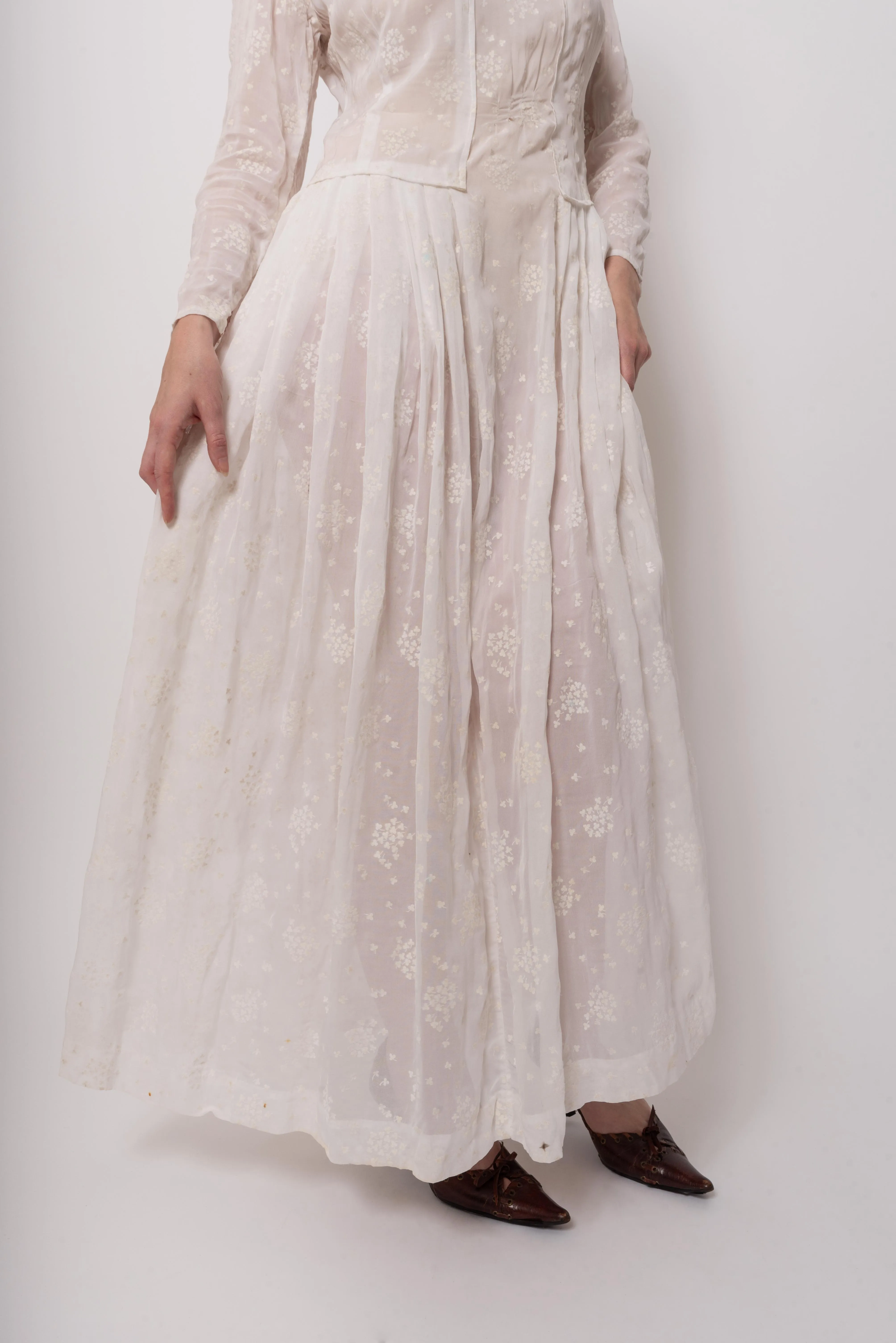 1930s Sheer Organza Weeding Gown