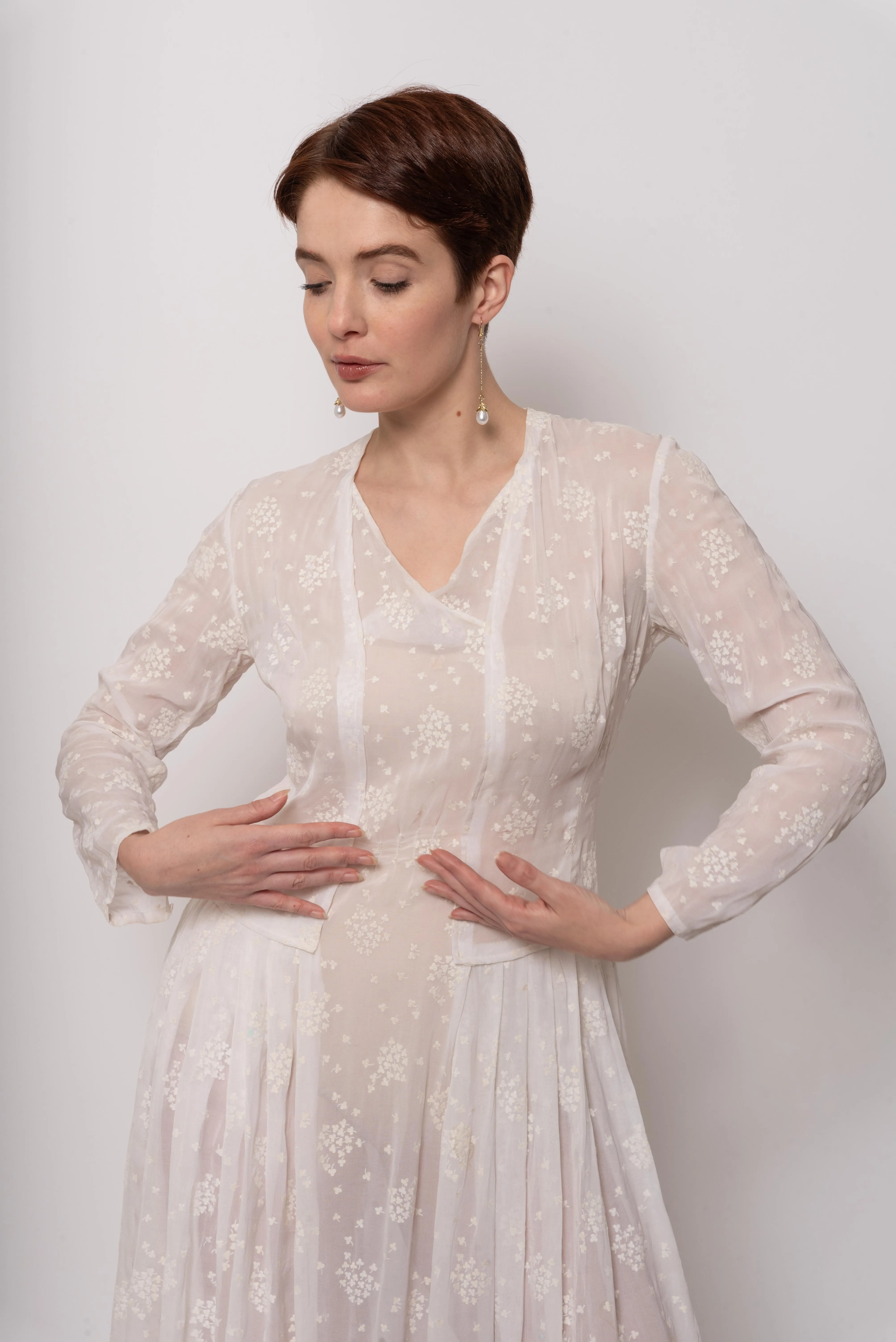 1930s Sheer Organza Weeding Gown