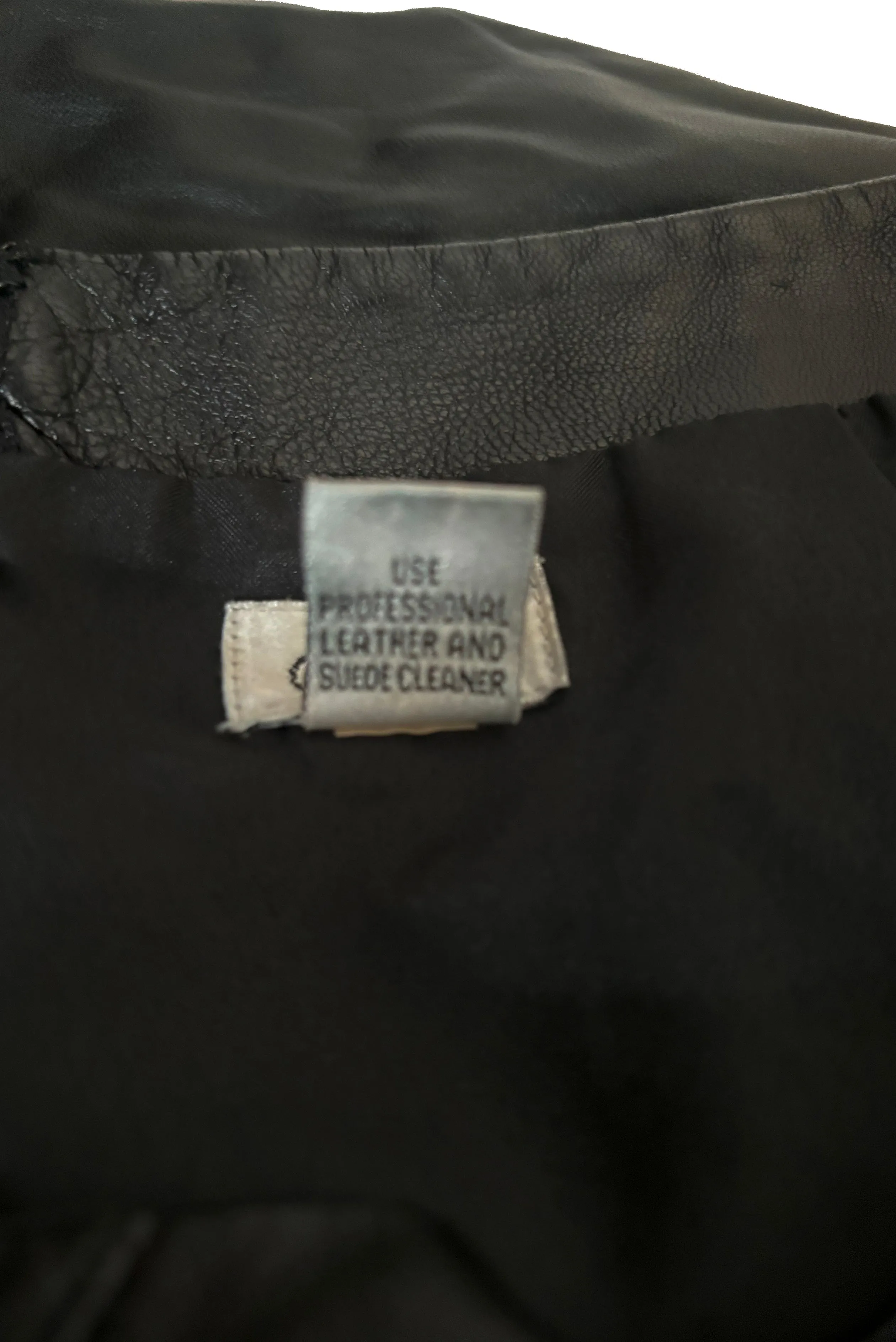 1990s Vintage Black Leather Skirt with Zippers by Cache, Small to Medium