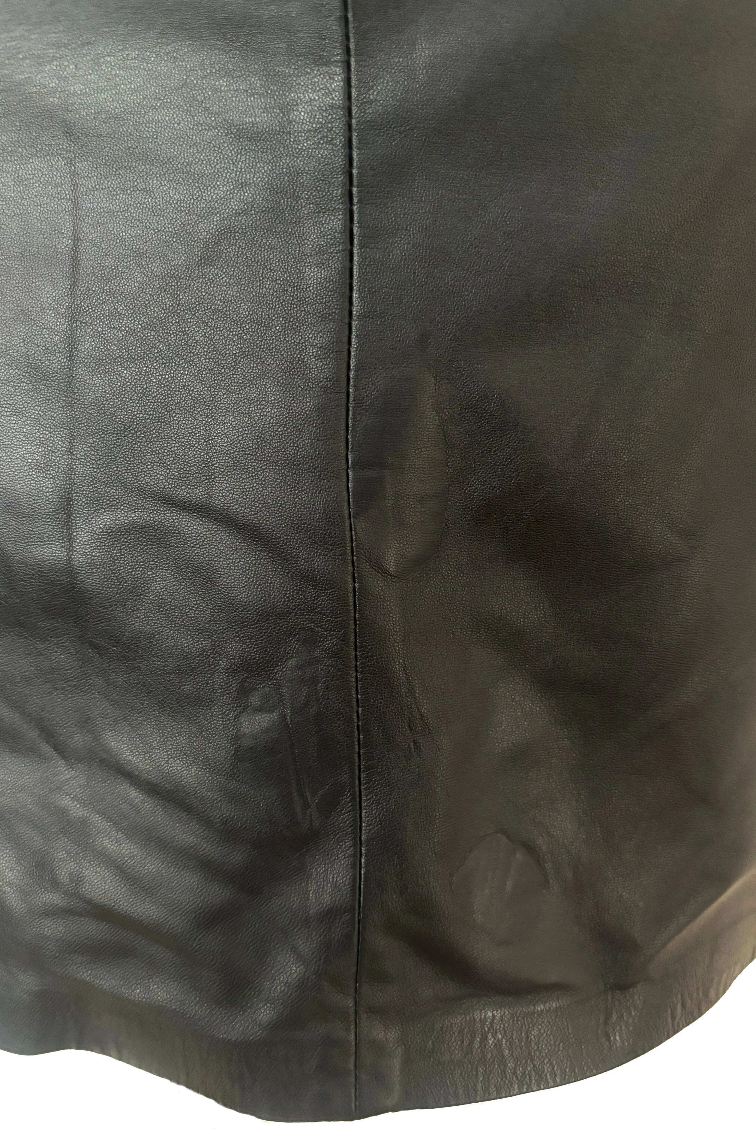 1990s Vintage Black Leather Skirt with Zippers by Cache, Small to Medium