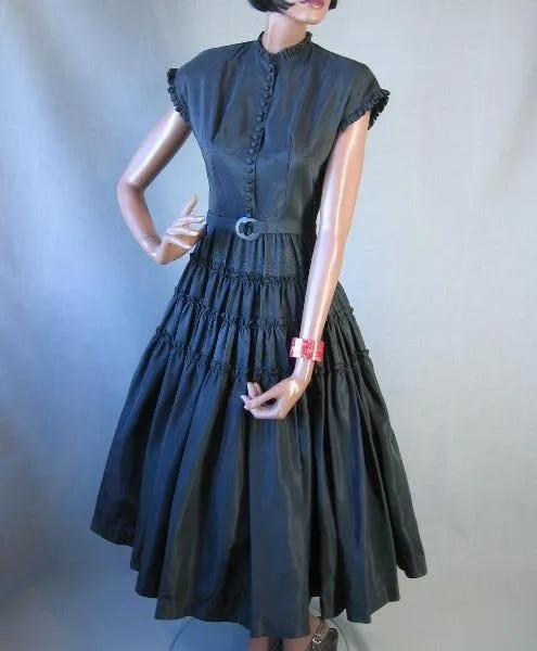 50s Women's Dress Vintage New Look Cocktail Party Full Skirt Taffeta Small to Medium  Young Hollywood VFG