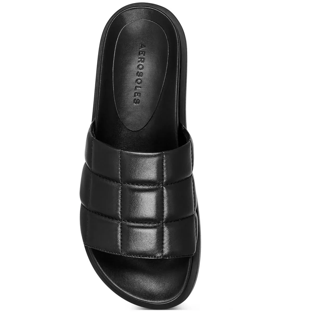 Aerosoles Womens Leila Faux Leather Quilted Slide Sandals