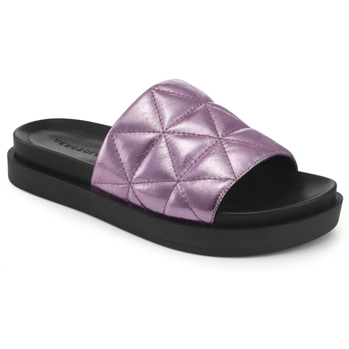 Aerosoles Womens Leila Faux Leather Quilted Slide Sandals