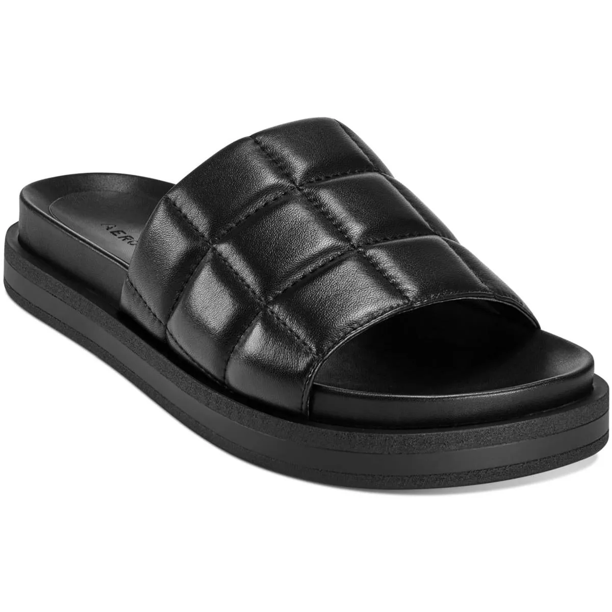 Aerosoles Womens Leila Faux Leather Quilted Slide Sandals