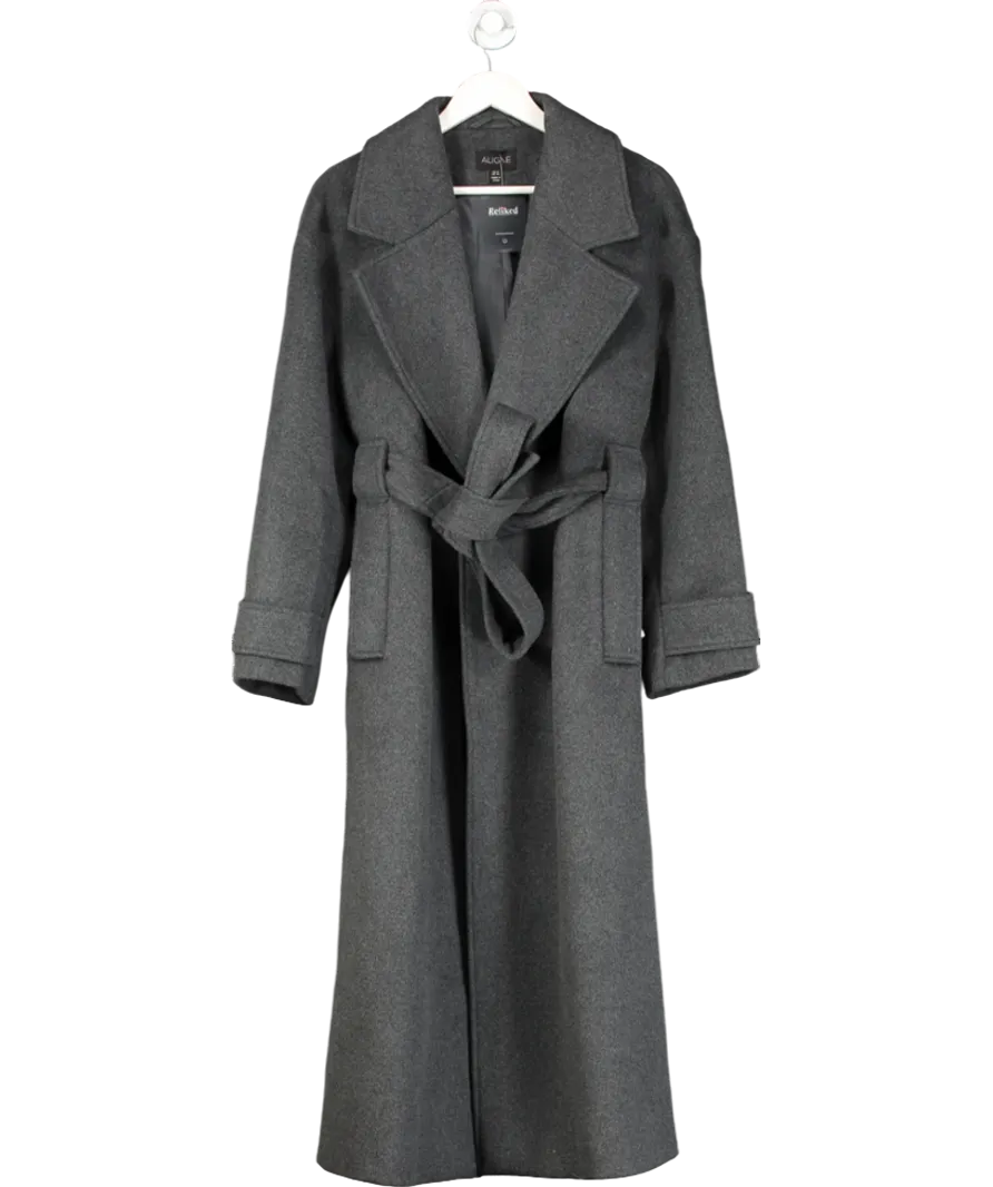 Aligne Grey Exaggerated Oversized Wrap Wool Coat UK 14