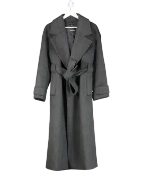 Aligne Grey Exaggerated Oversized Wrap Wool Coat UK 14