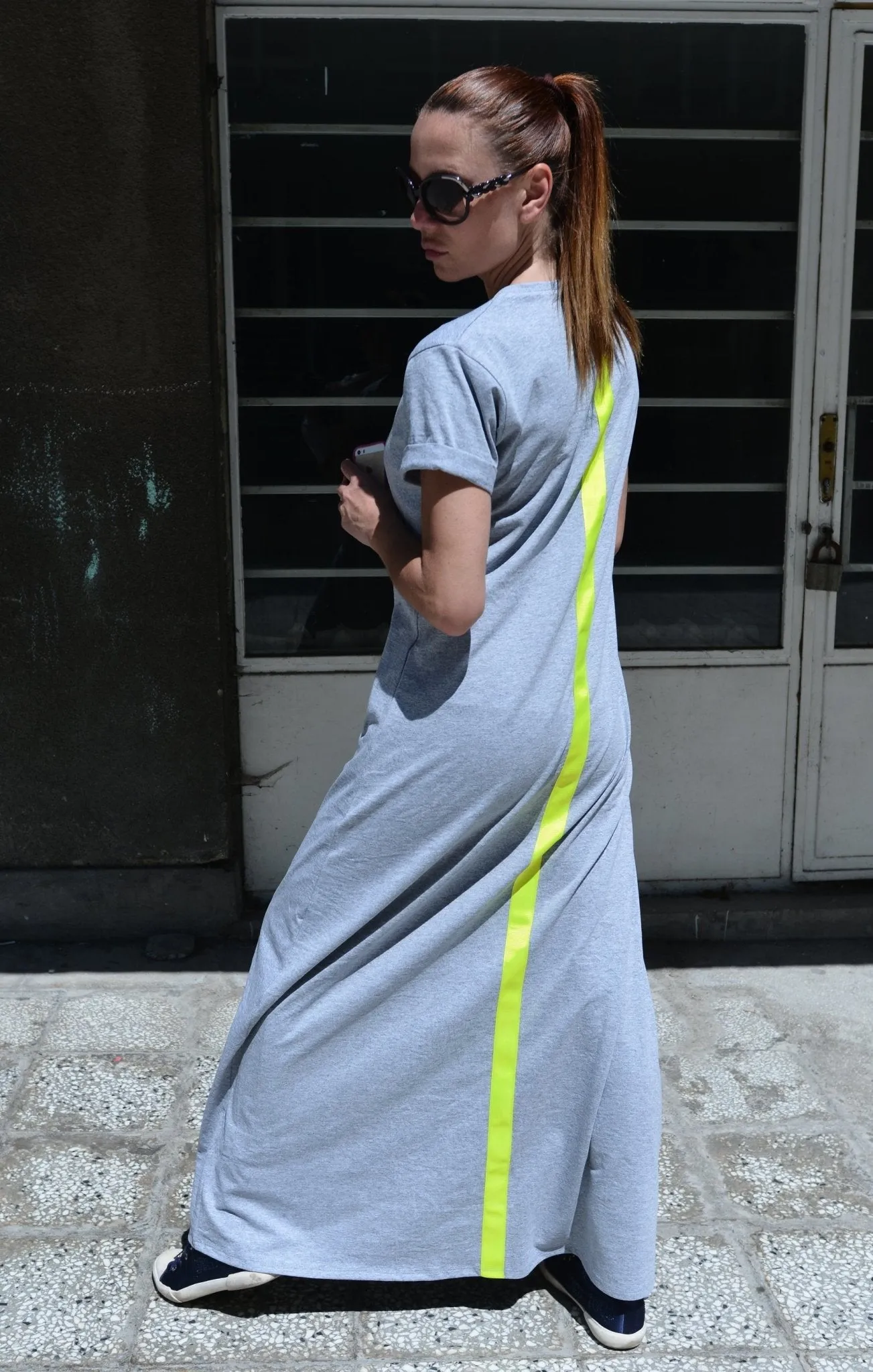 AMIRA Black Long Summer Dress With Back Stripe