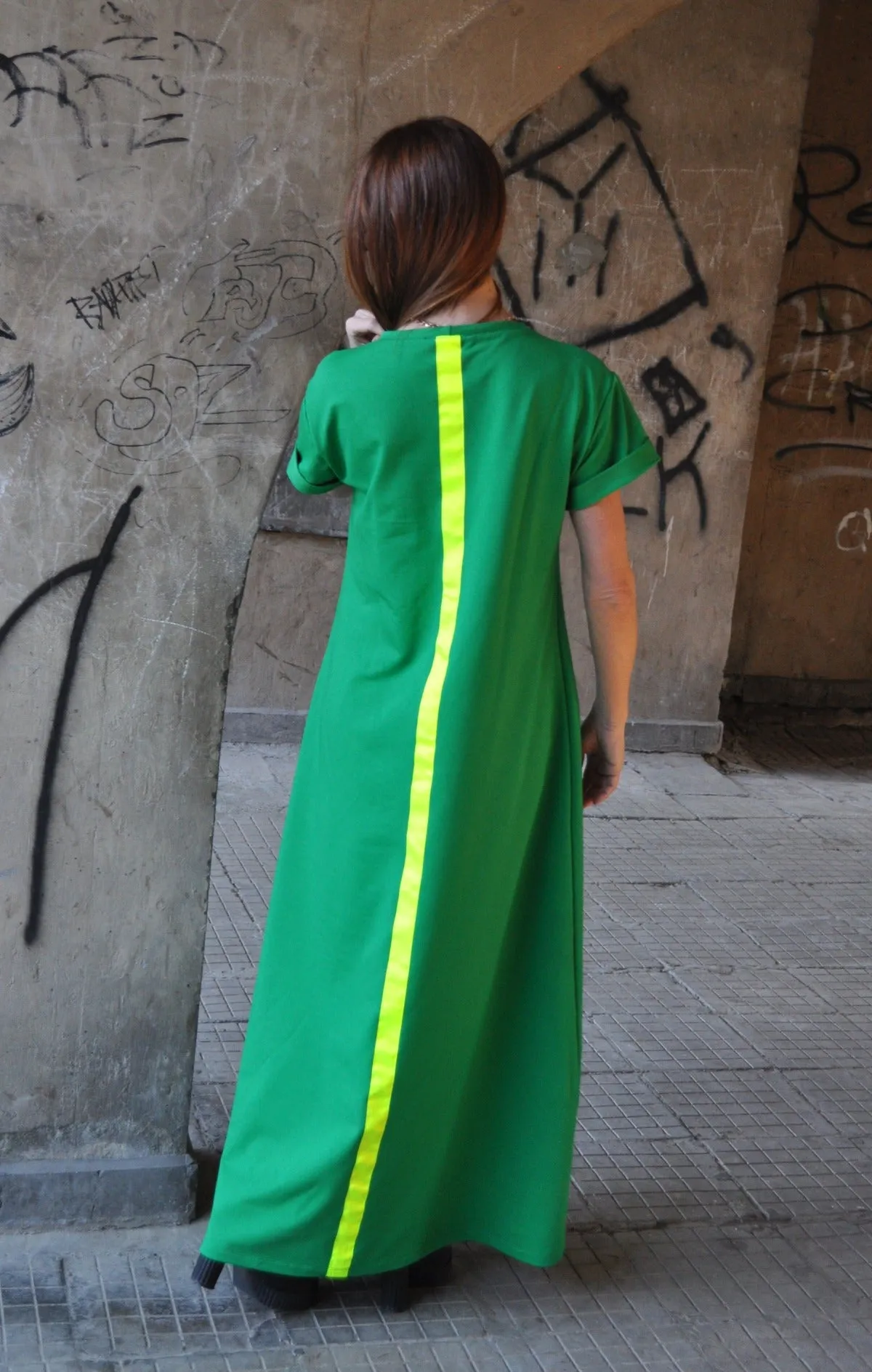 AMIRA Black Long Summer Dress With Back Stripe