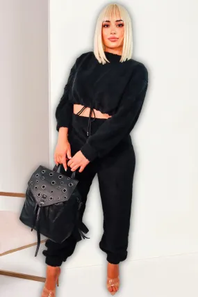 Angie’s Cozy Teddy Lounge Joggers Set (Black)