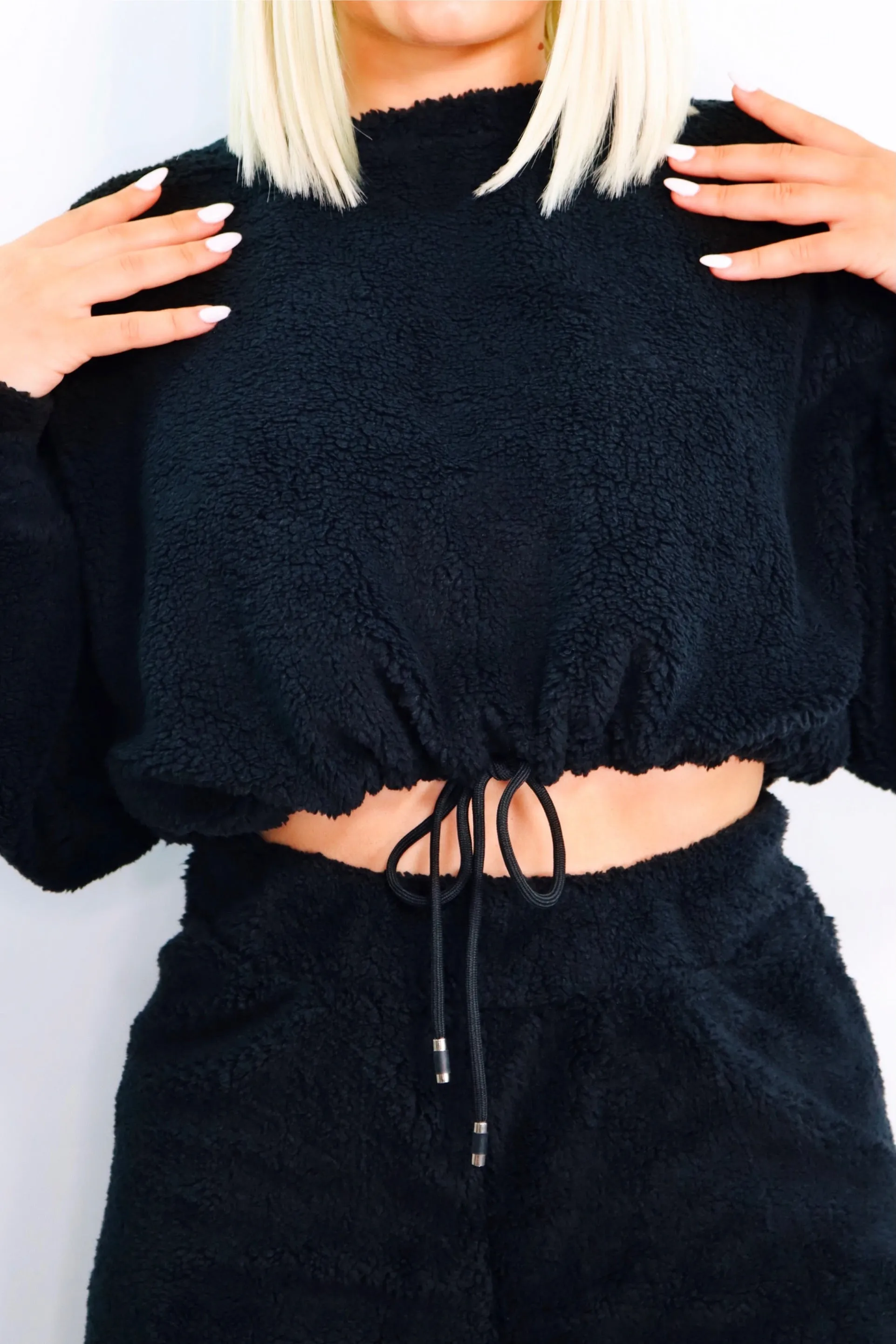 Angie’s Cozy Teddy Lounge Joggers Set (Black)