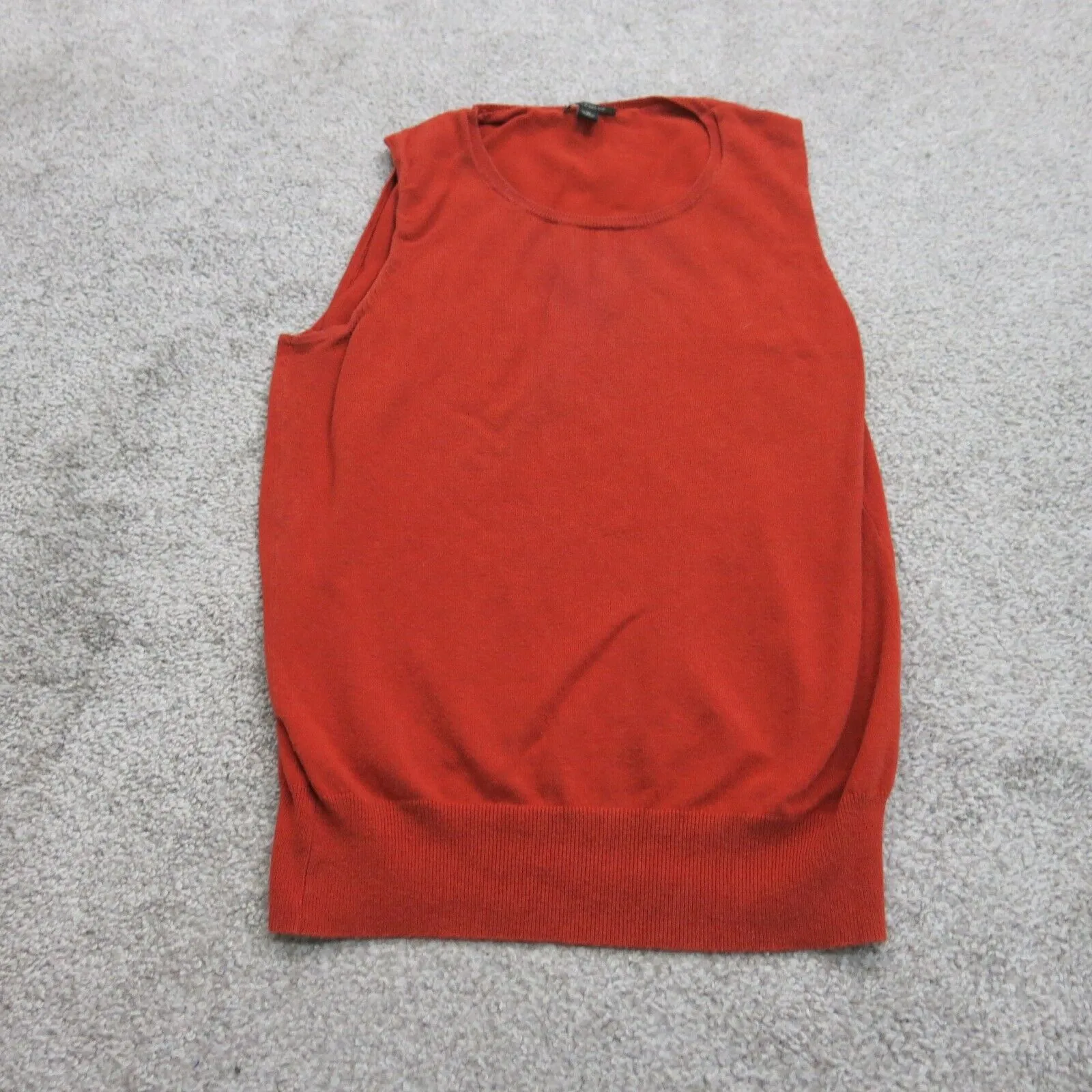 Ann Taylor Womens Vest Sweater Knitted Sleeveless Round Neck Red Size Medium