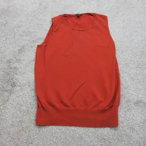 Ann Taylor Womens Vest Sweater Knitted Sleeveless Round Neck Red Size Medium