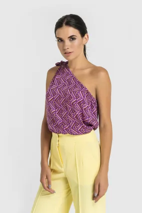 Asymmetrical one shoulder purple top