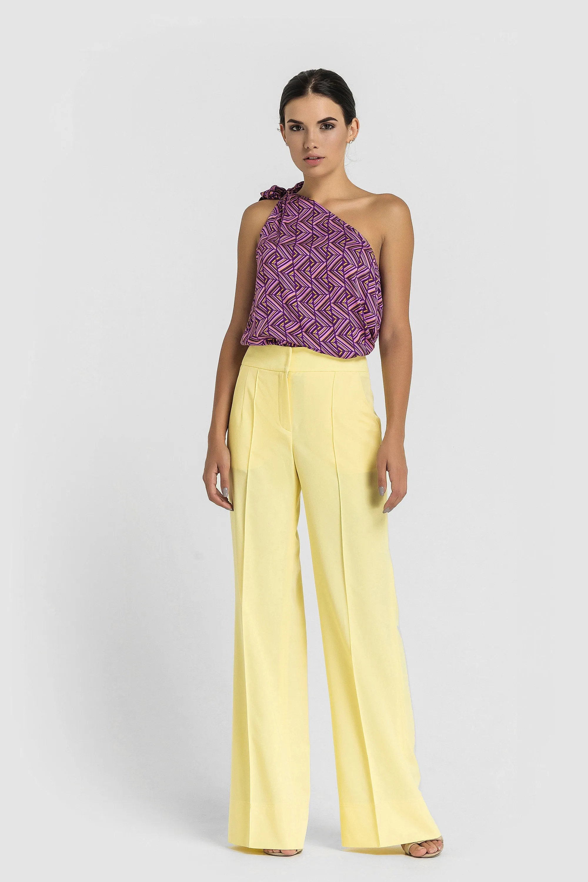 Asymmetrical one shoulder purple top