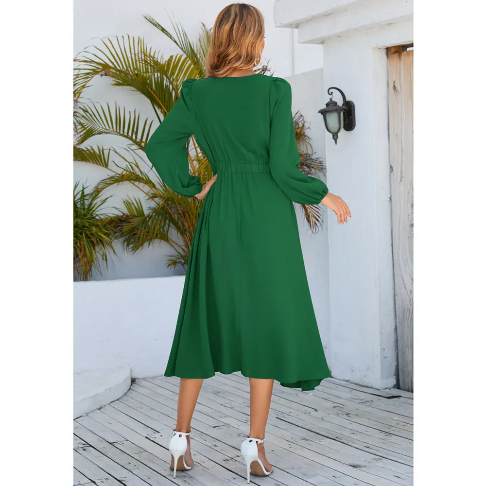 Autumn And Winter Long Sleeve Round Neck Bowknot Dress