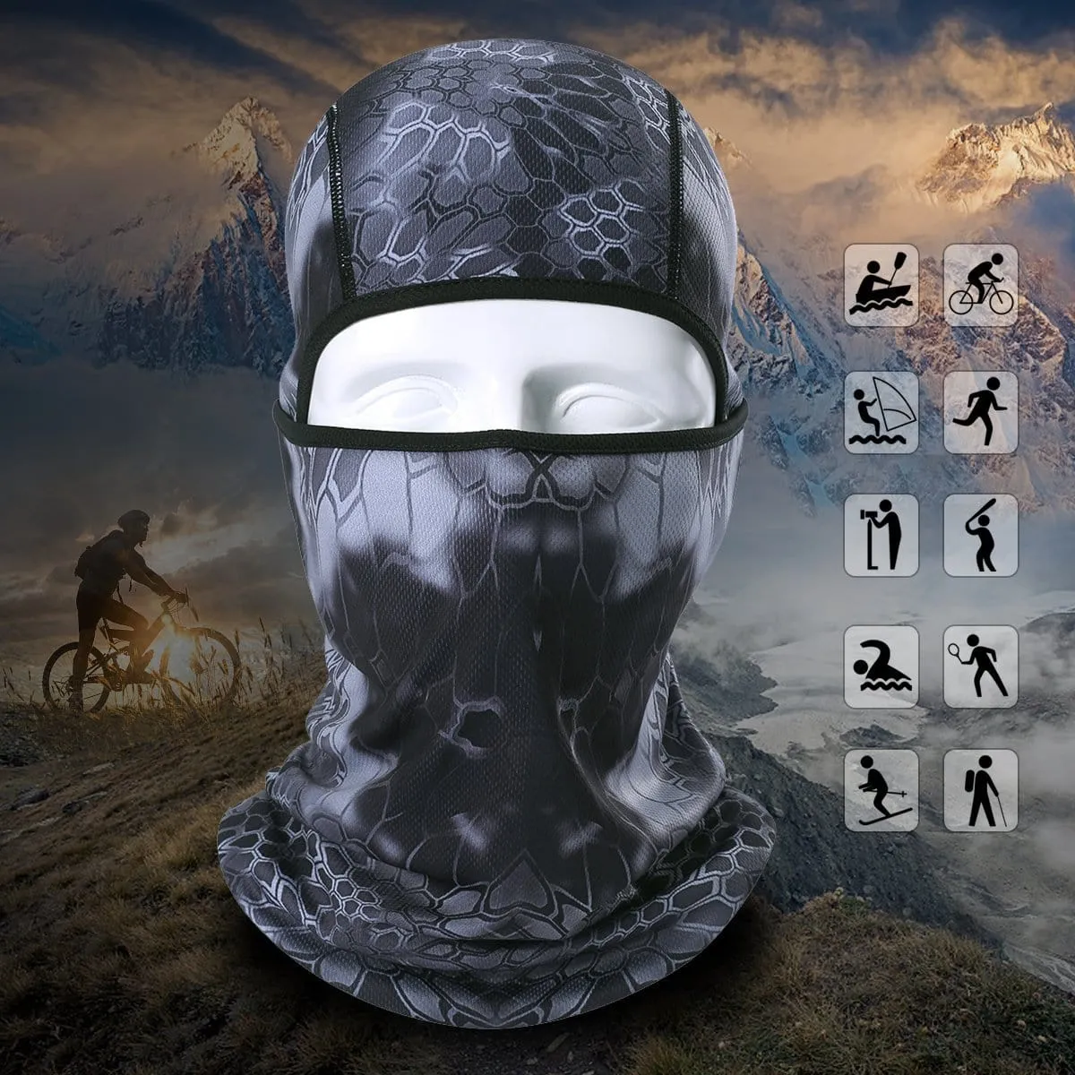 AXBXCX Camouflage Breathable Seamless Balaclava Helmet Liner Face Mask UV Protection Dust for Running Snowboarding Ski Fishing Hunting Off-Roading Motorcycle ATV 01