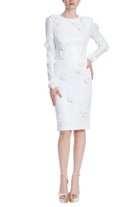 Badgley Mischka Scattered Rosettes Sequin Dress