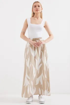 BGD Women Patterned Long Skirt - Beige - Avondale