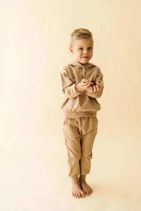 Bio-Fleece Hoodie Henley - Taupe