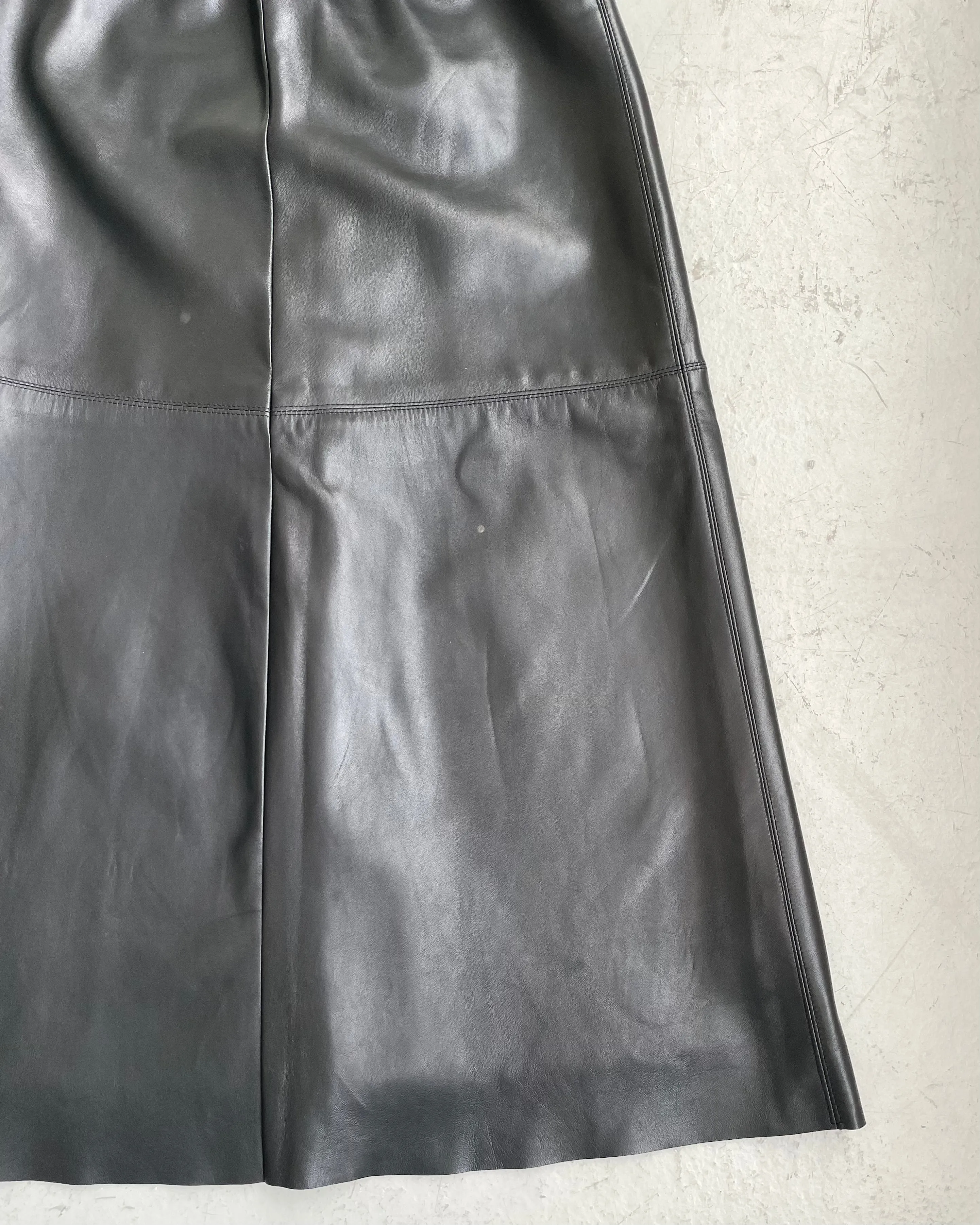 Black Danier Leather Maxi Skirt
