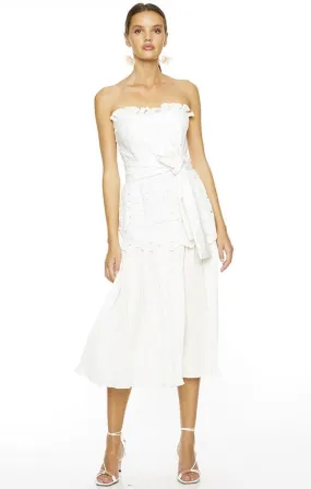 BLANC EMB MIDI DRESS