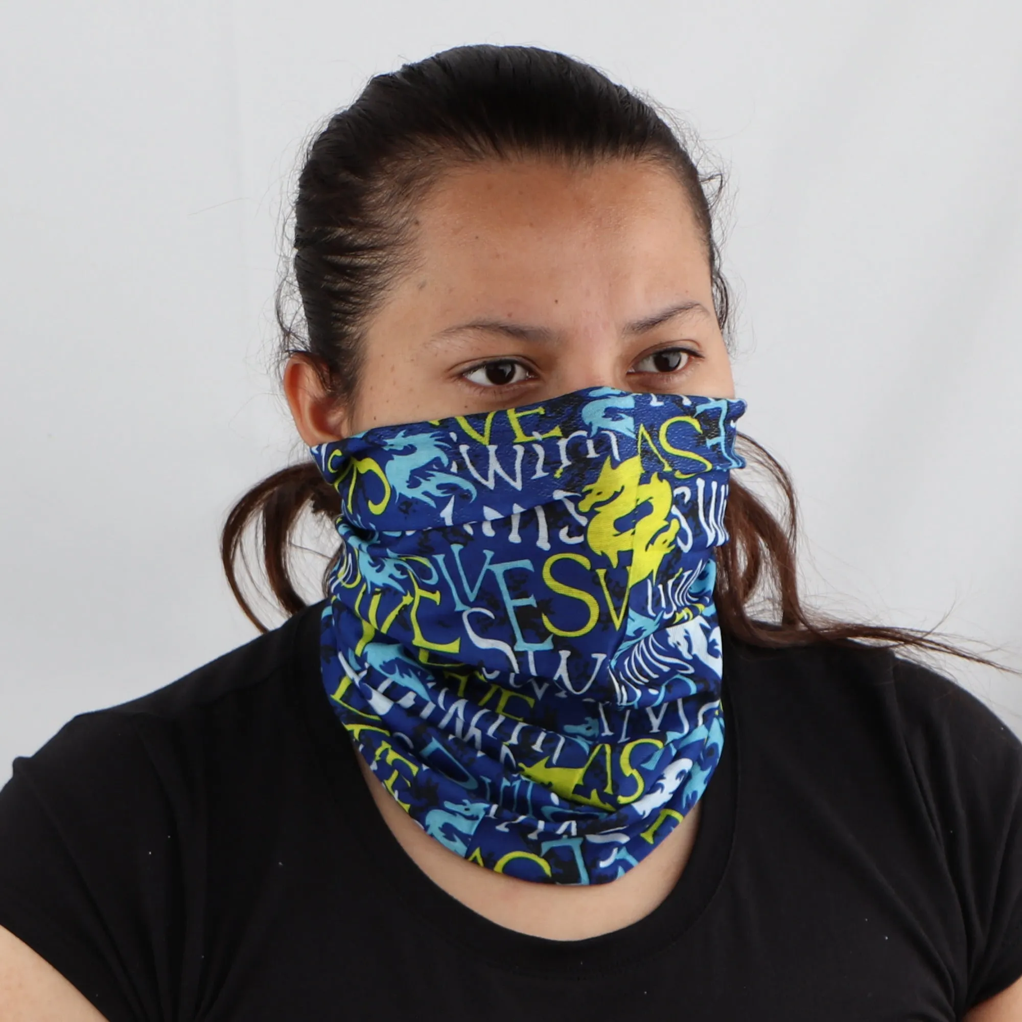 Blue Seamless Face Mask Neck Gaiter