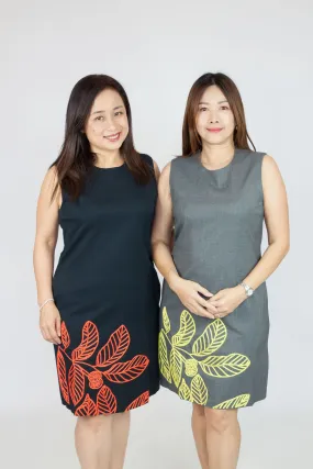 Bold Leaf Print Sleeveless Dress