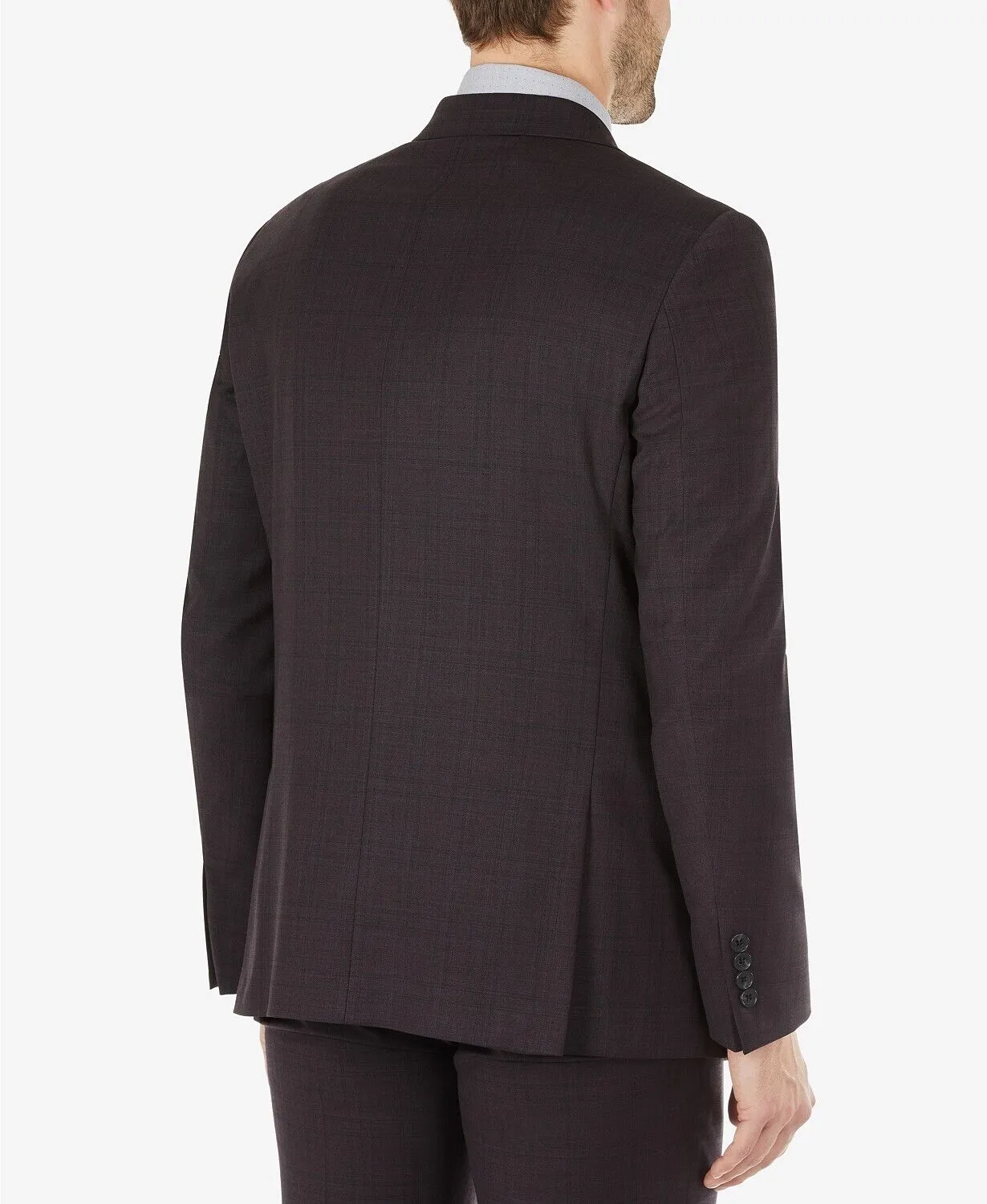 Calvin Klein Mens Wool Blend Skinny Fit Sport Coat Blazer Eggplant Purple 36S