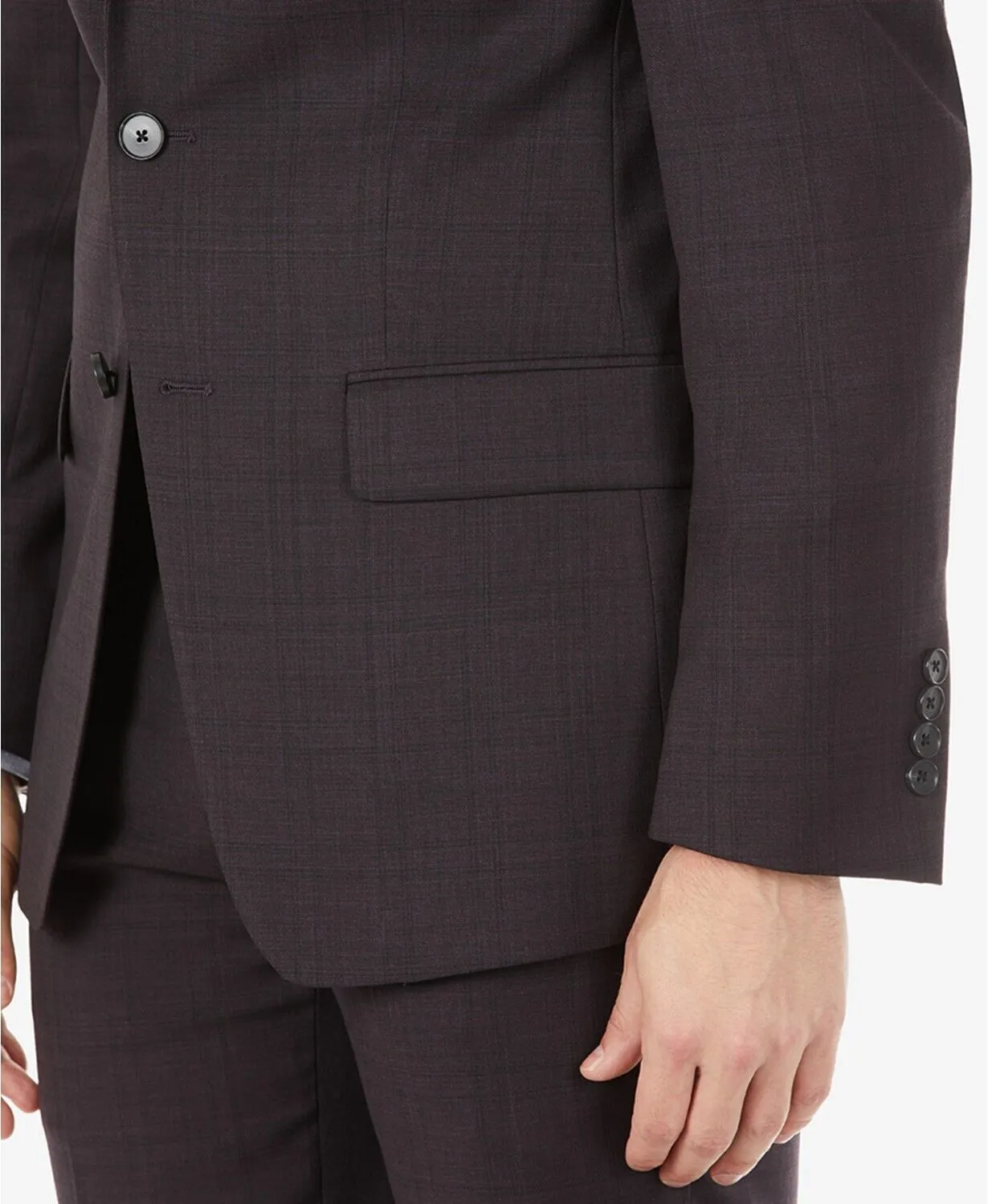Calvin Klein Mens Wool Blend Skinny Fit Sport Coat Blazer Eggplant Purple 36S