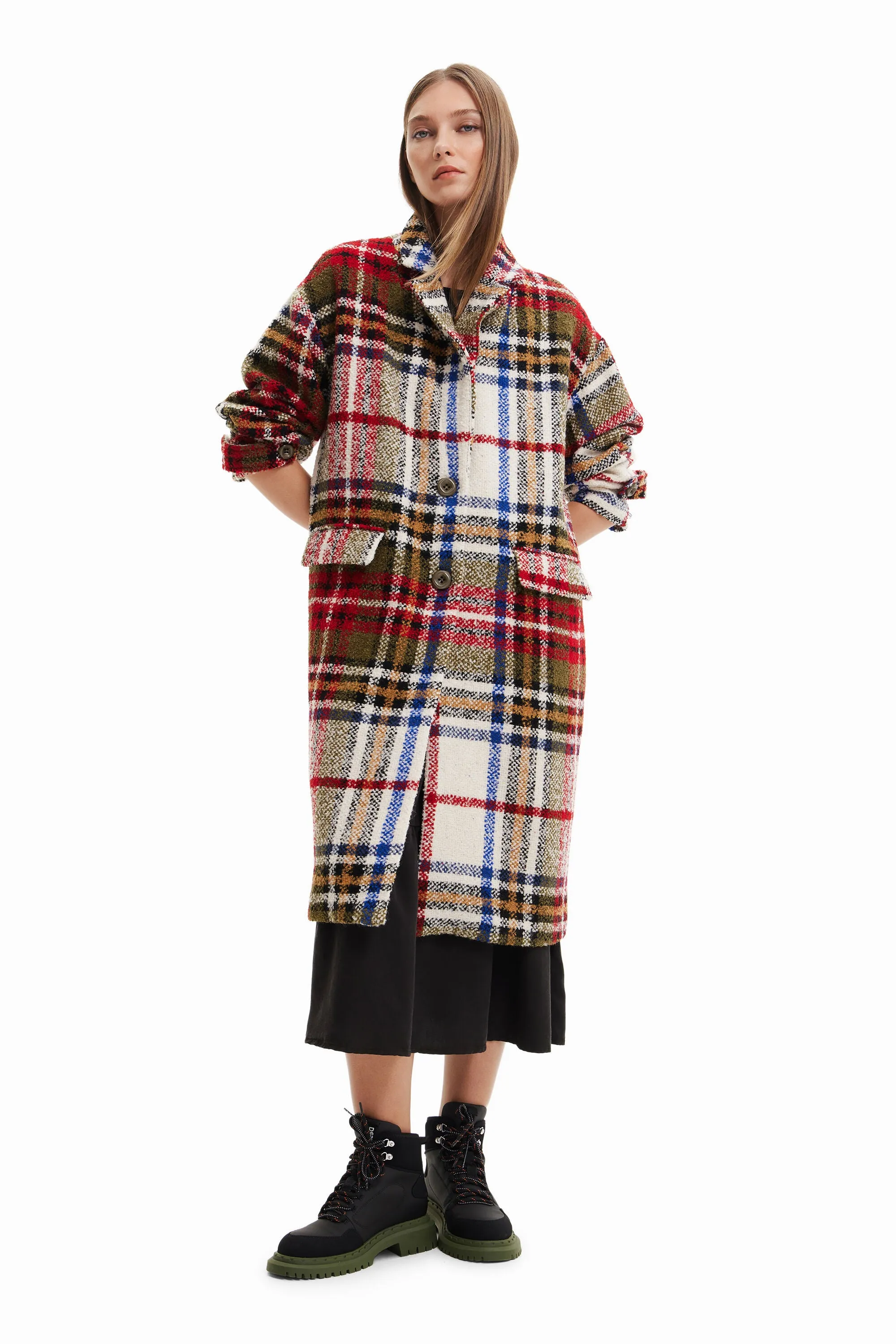 Camilla Checked Smart Tartan Winter Coat Desigual Style 22WWEWB4