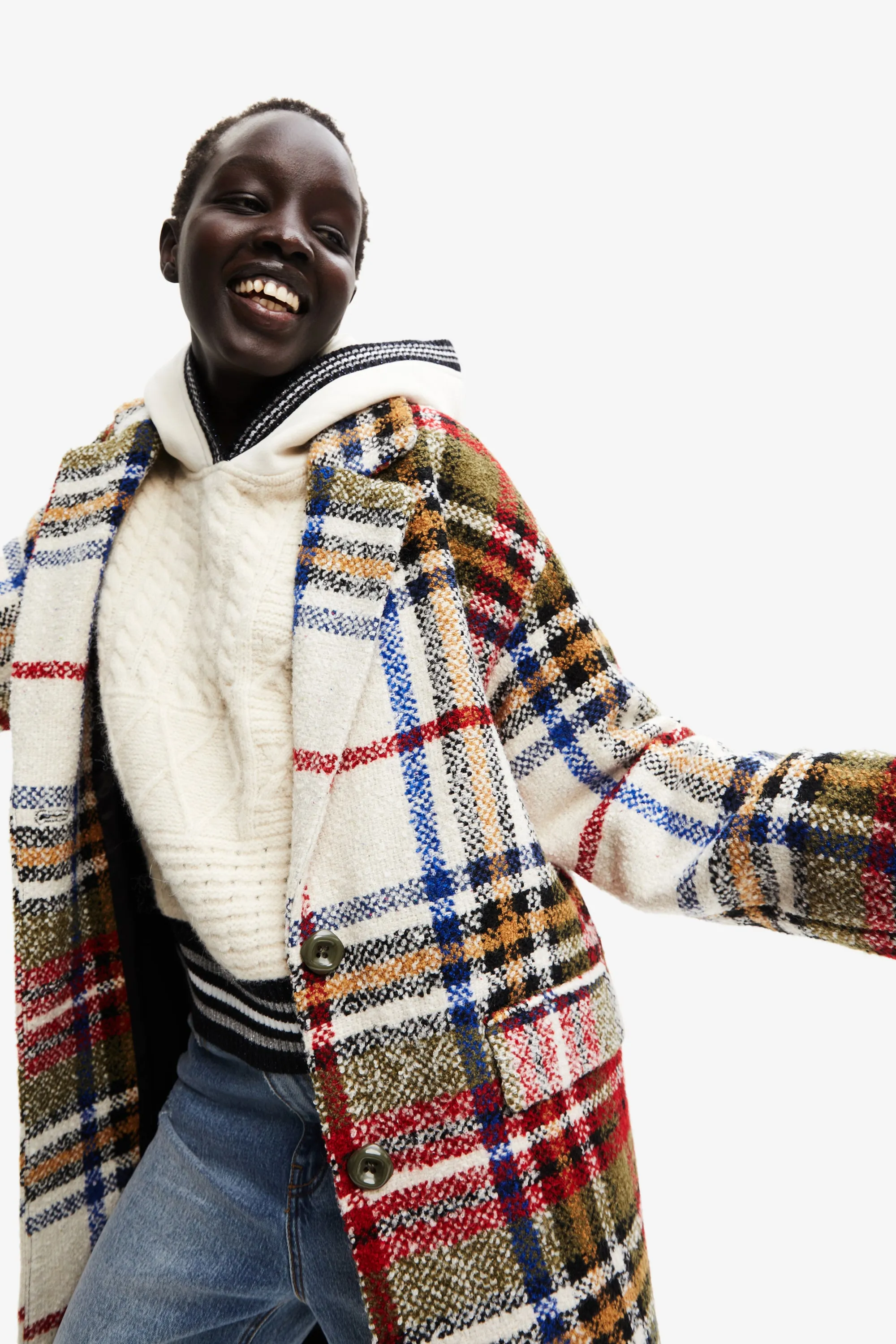 Camilla Checked Smart Tartan Winter Coat Desigual Style 22WWEWB4