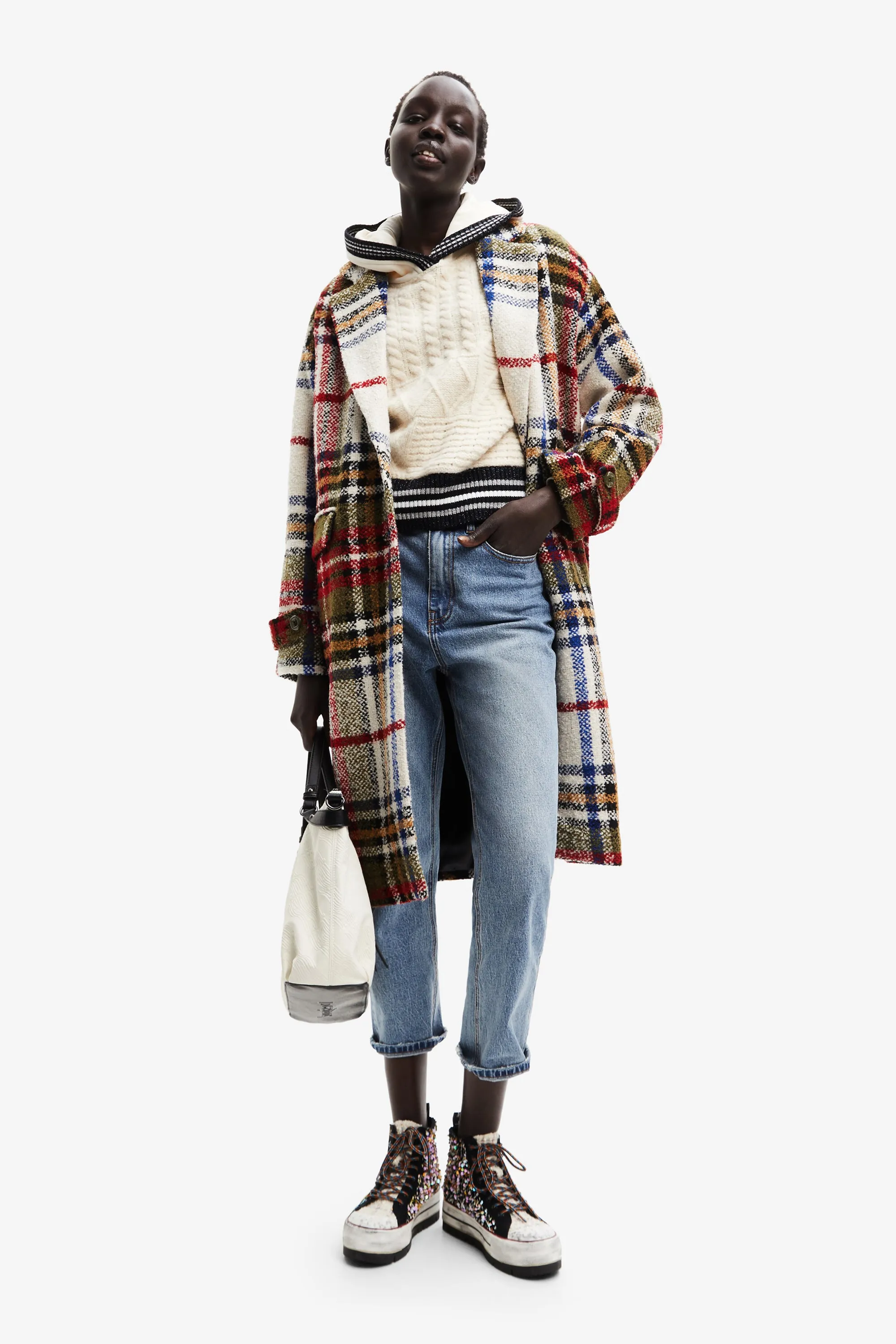 Camilla Checked Smart Tartan Winter Coat Desigual Style 22WWEWB4