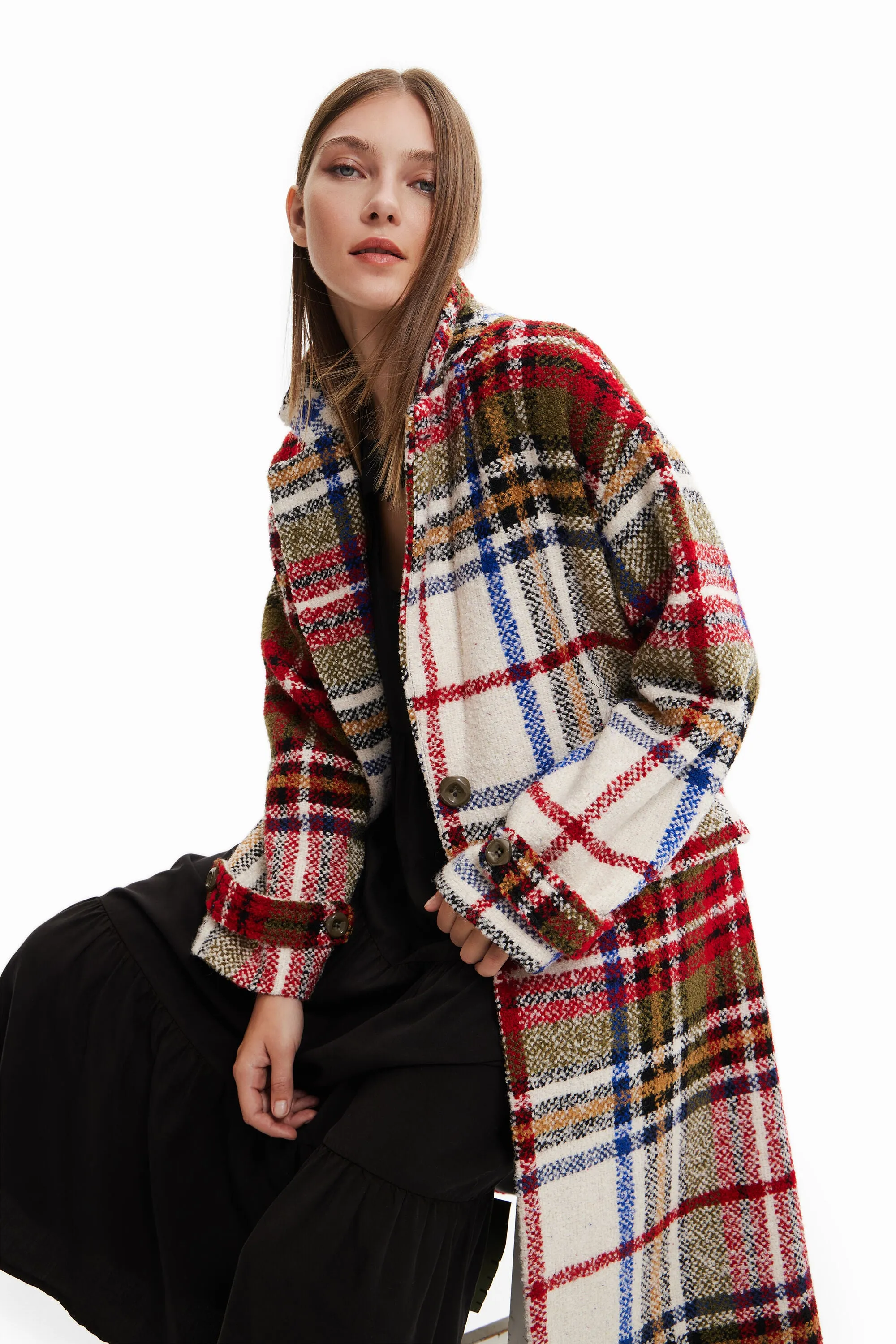 Camilla Checked Smart Tartan Winter Coat Desigual Style 22WWEWB4