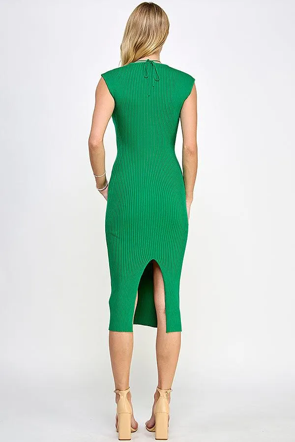 cap sleeve sweetheart neckline ribbed knit dress