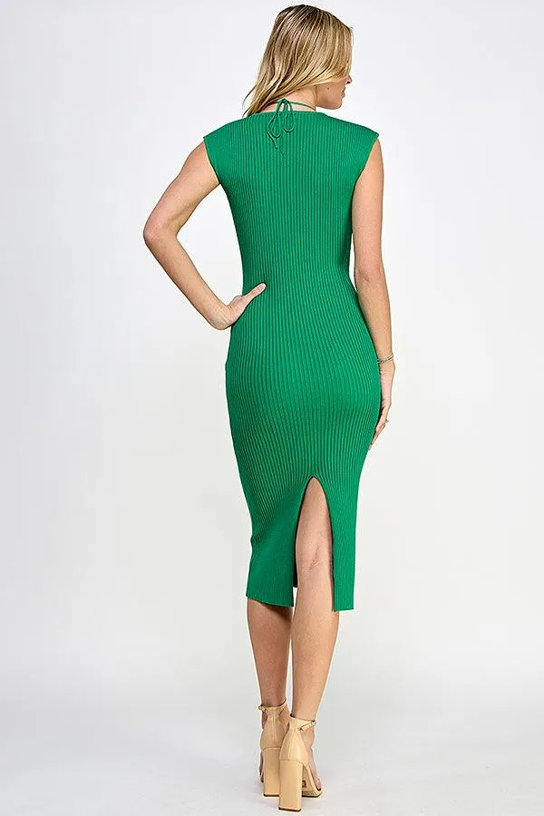 cap sleeve sweetheart neckline ribbed knit dress