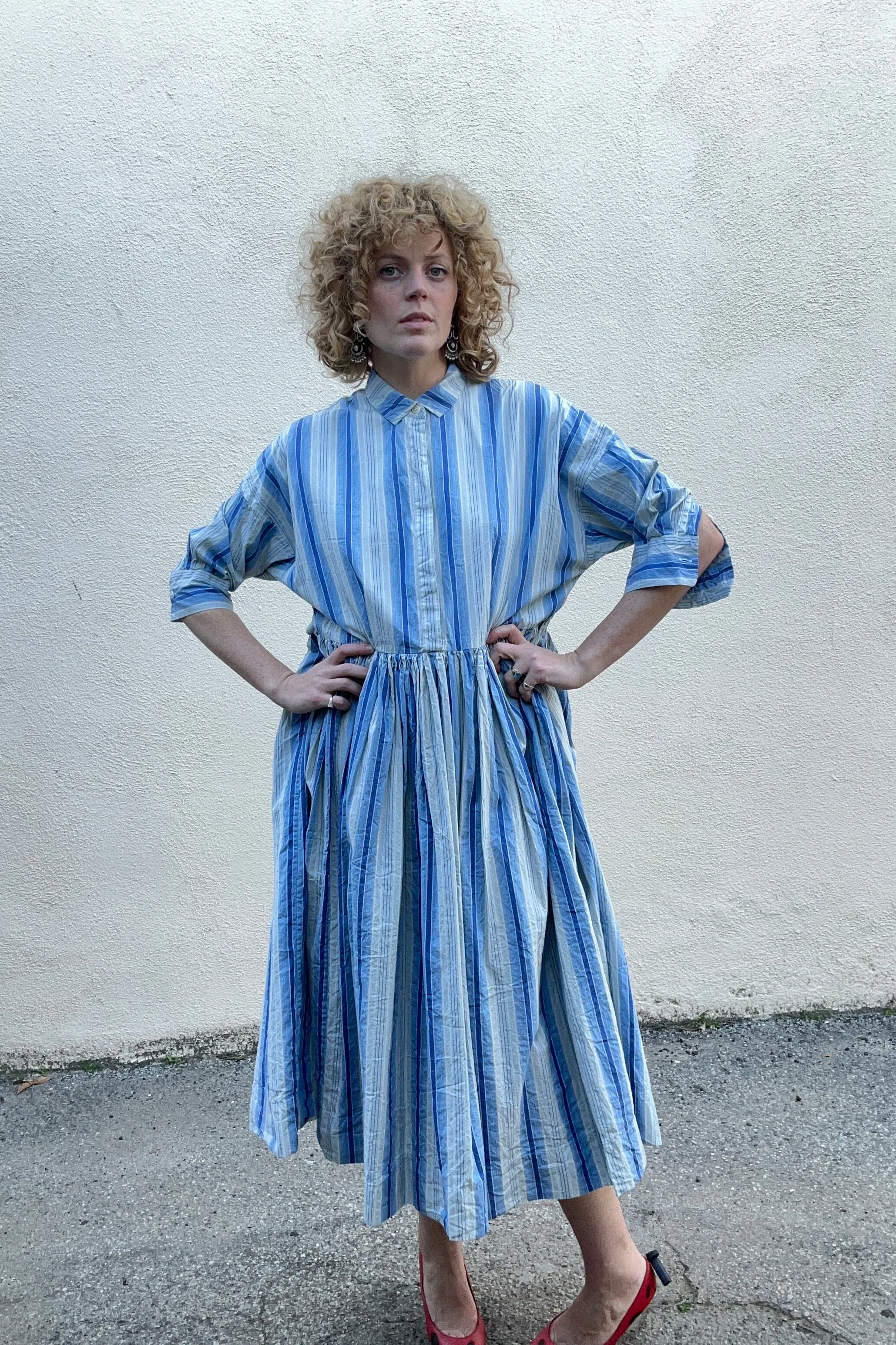 Casey Casey Blue Striped Dress
