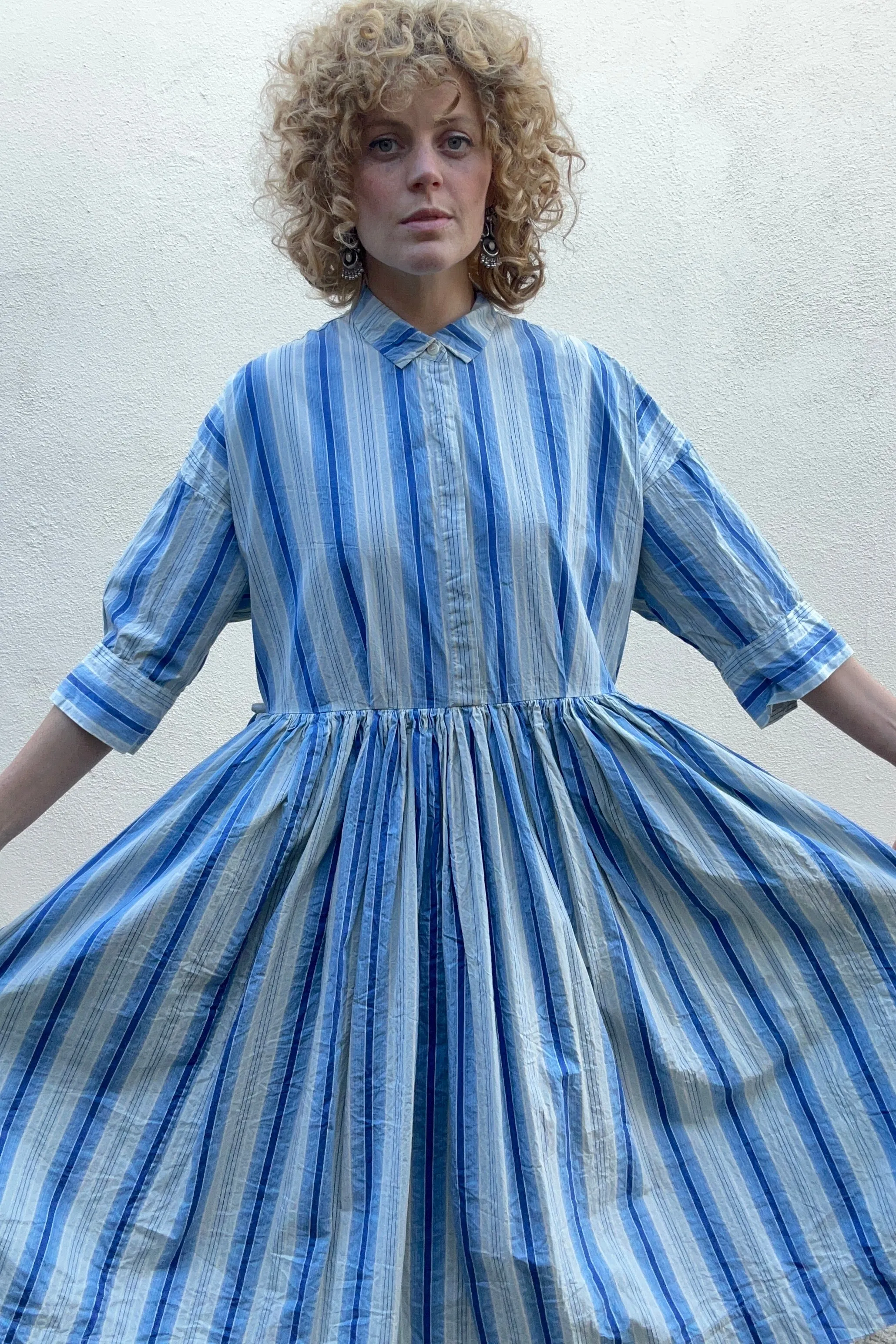 Casey Casey Blue Striped Dress