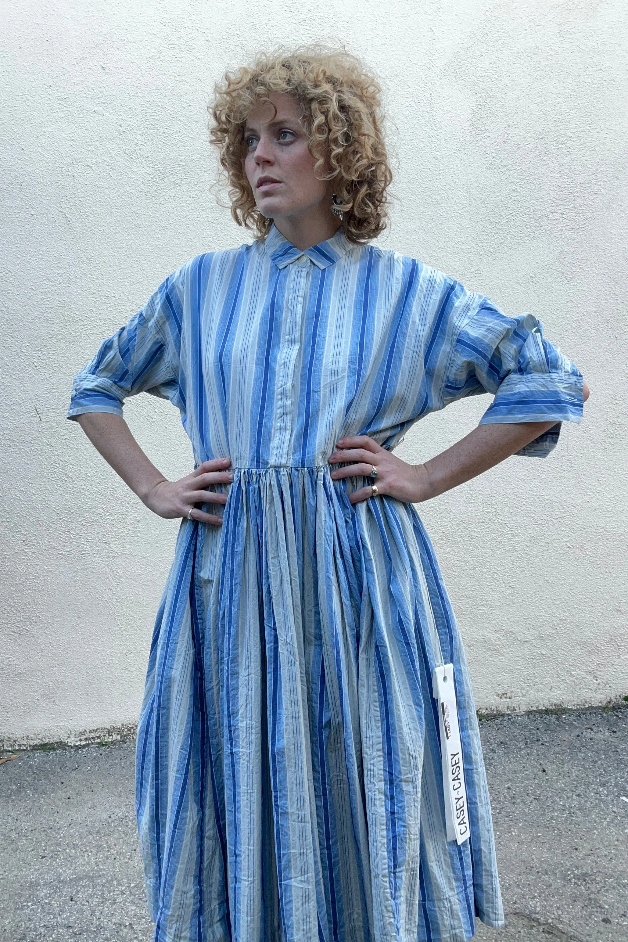 Casey Casey Blue Striped Dress
