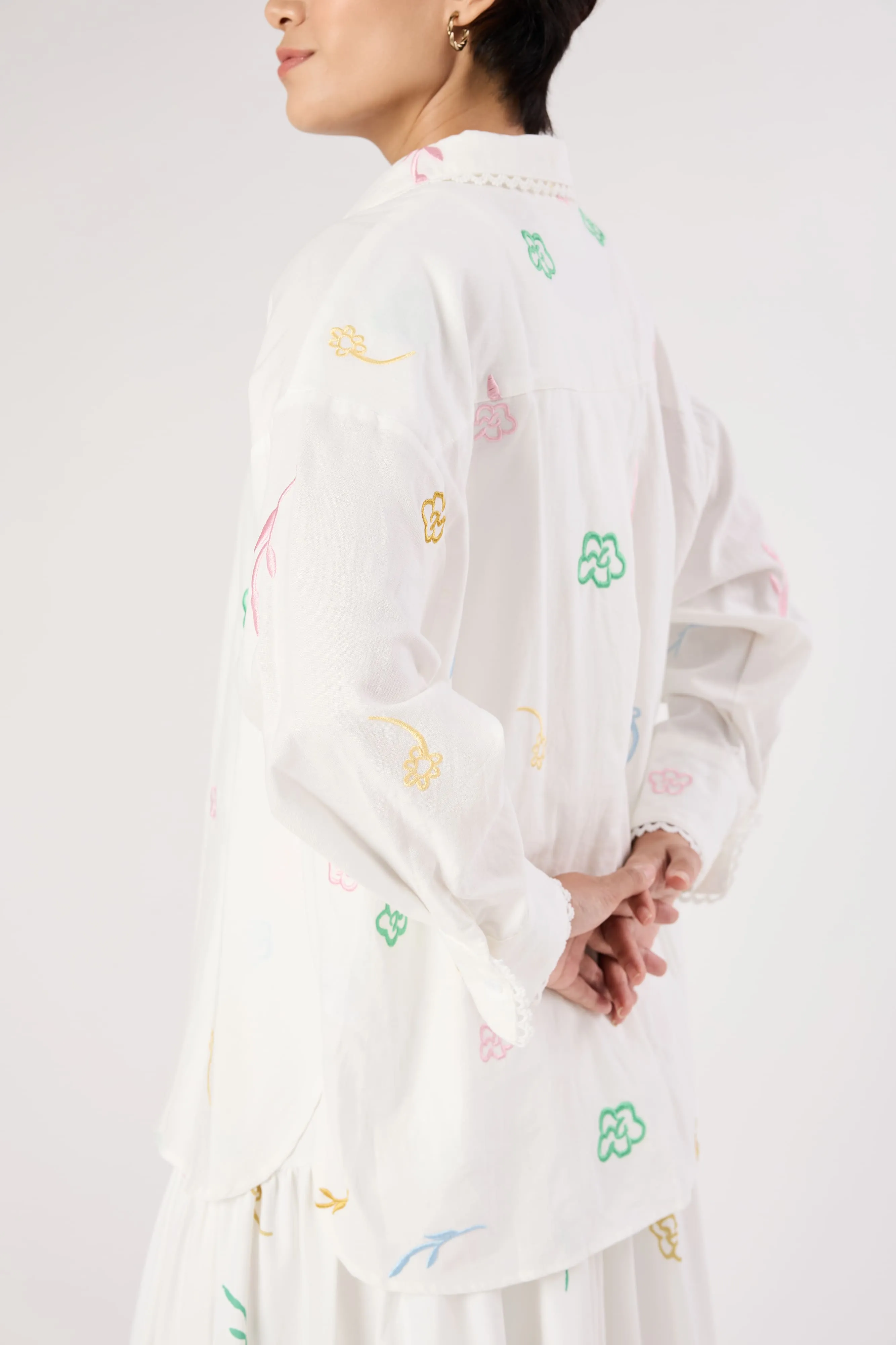 Charlotte White Floral Embroidered Shirt
