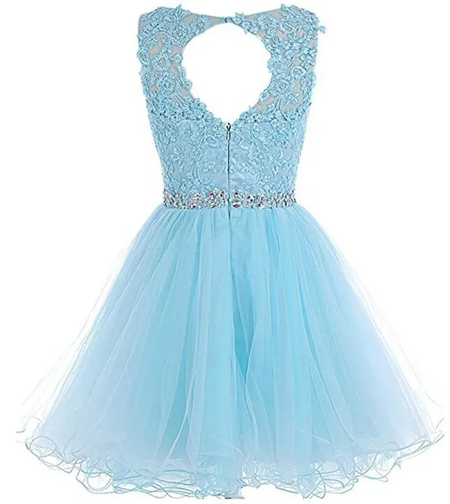 Charming Light Champagne Short Lace Beaded Party Dress, Tulle Homecoming Dress, Formal Dress