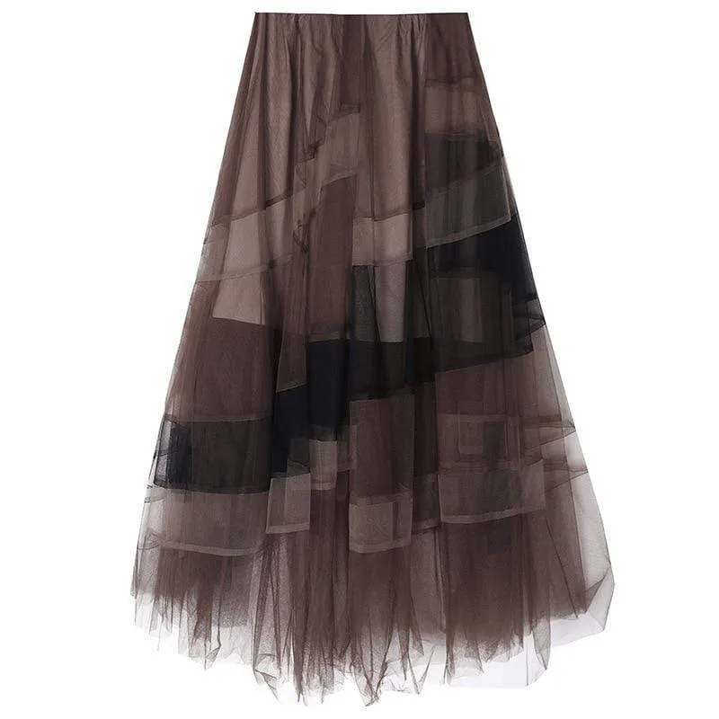 Contrast Mesh Skirt