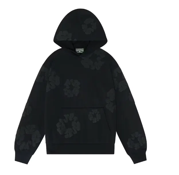 Cotton Wreath Hoodie Black Monochrome