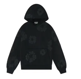Cotton Wreath Hoodie Black Monochrome