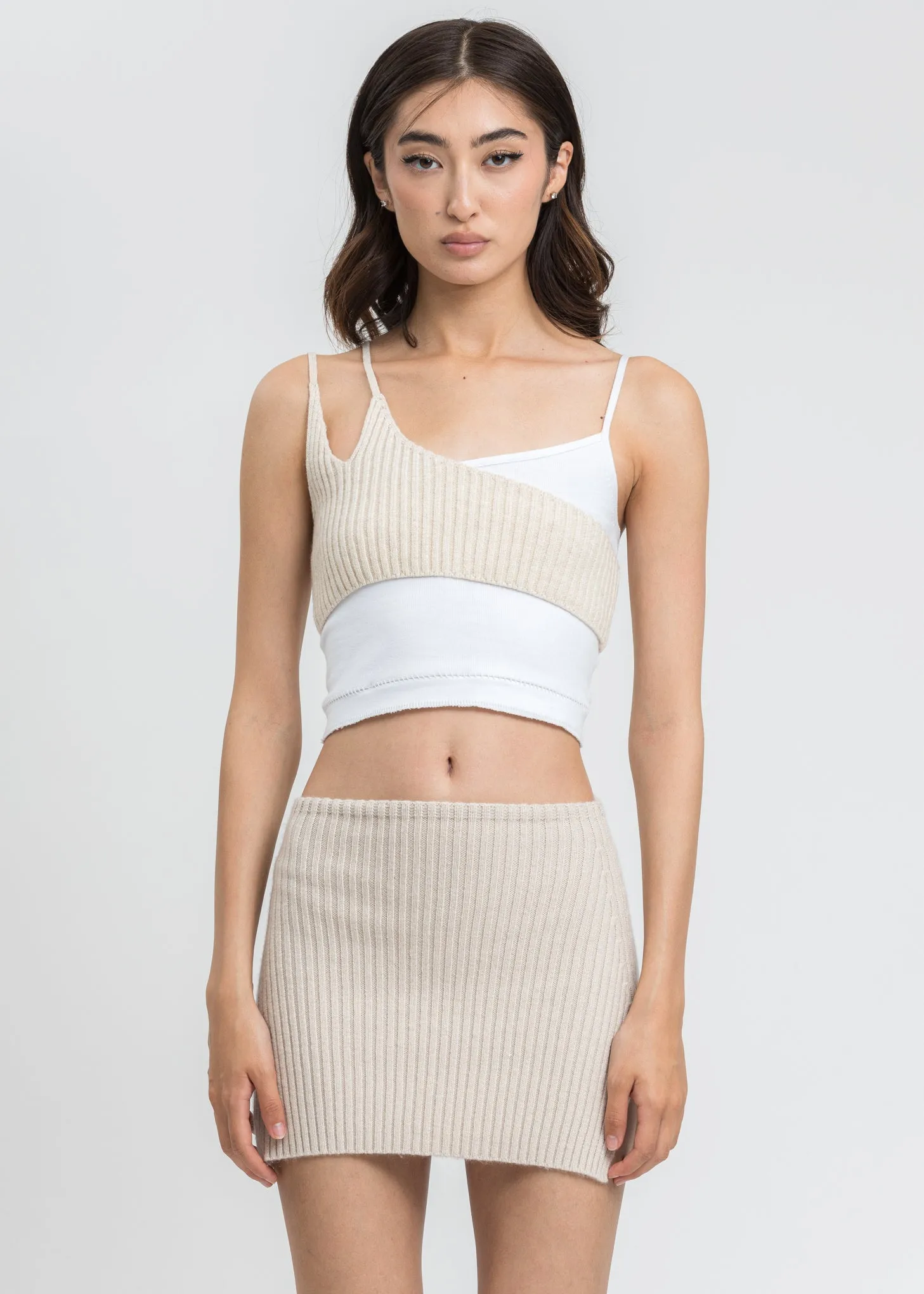 Cream Bi-Layer Knit Tank
