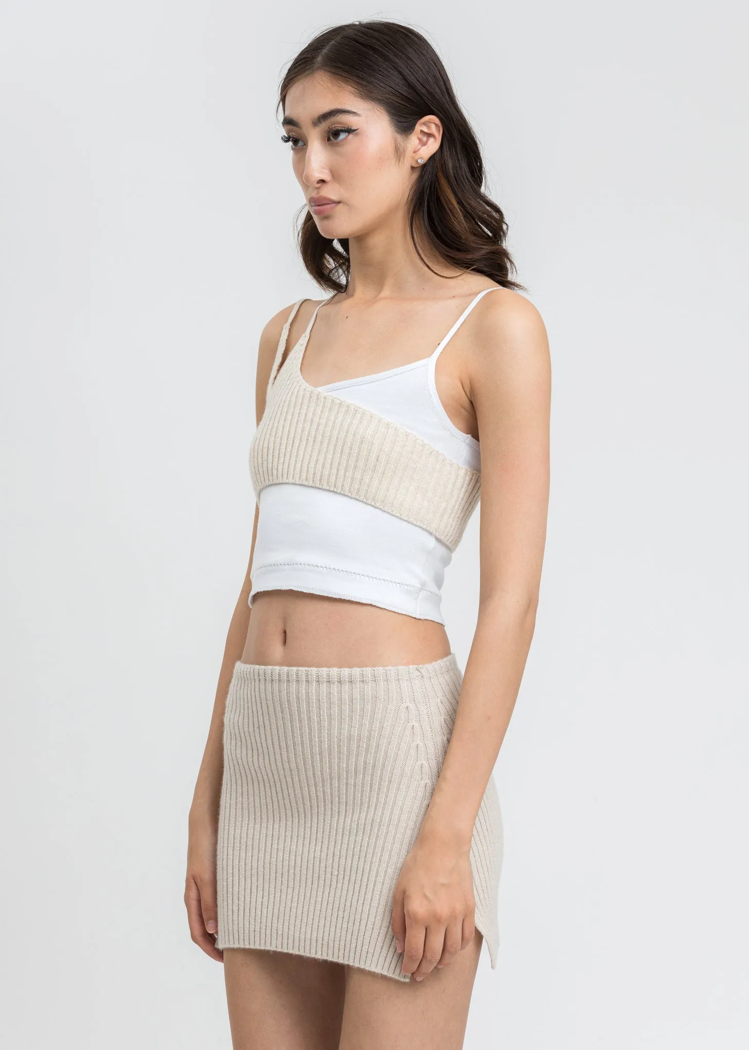 Cream Bi-Layer Knit Tank