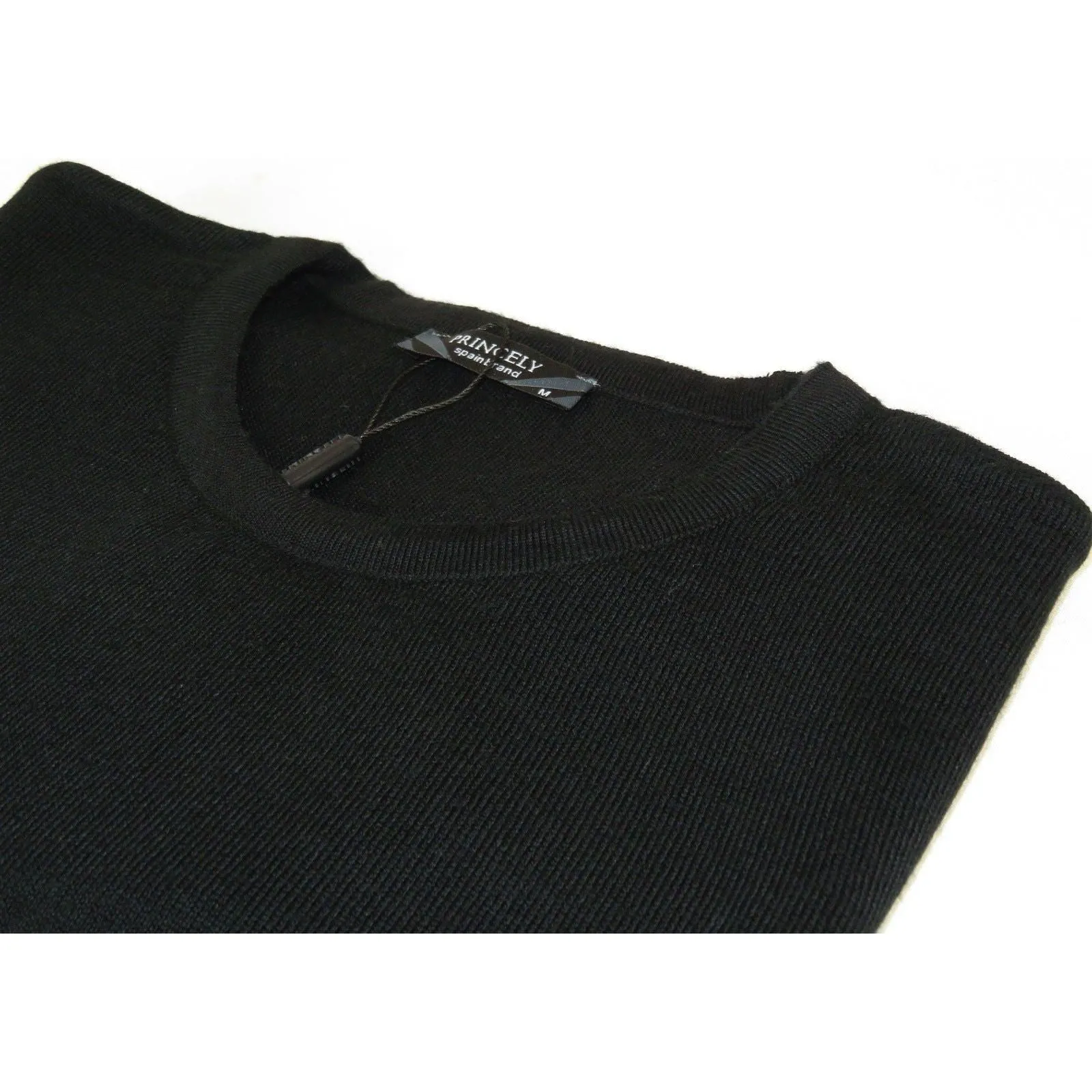 Crew Neck Merinos Wool Sweater PRINCELY From Turkey Soft Knits 1011-30 Black
