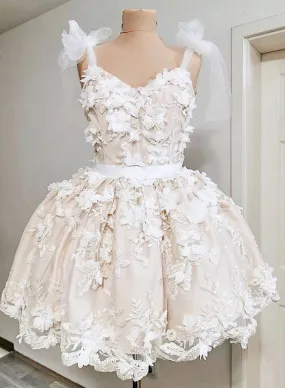 Cute Tulle Lace Short Prom Dress, A-Line Evening Party Dress