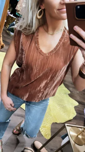 Dear John Yanis Velvet Top in Praline