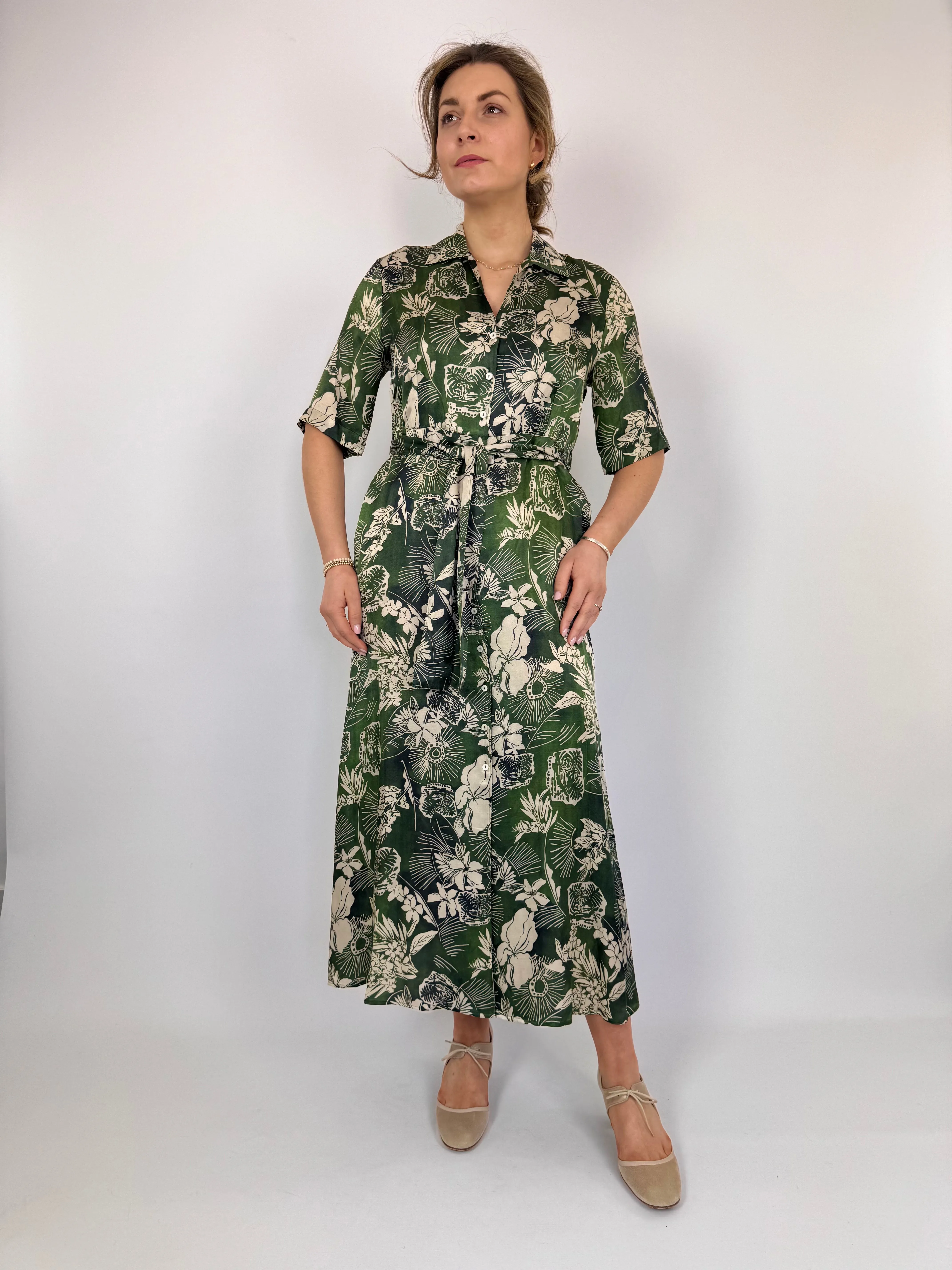 Diega Raviva Dress Green/Ecru