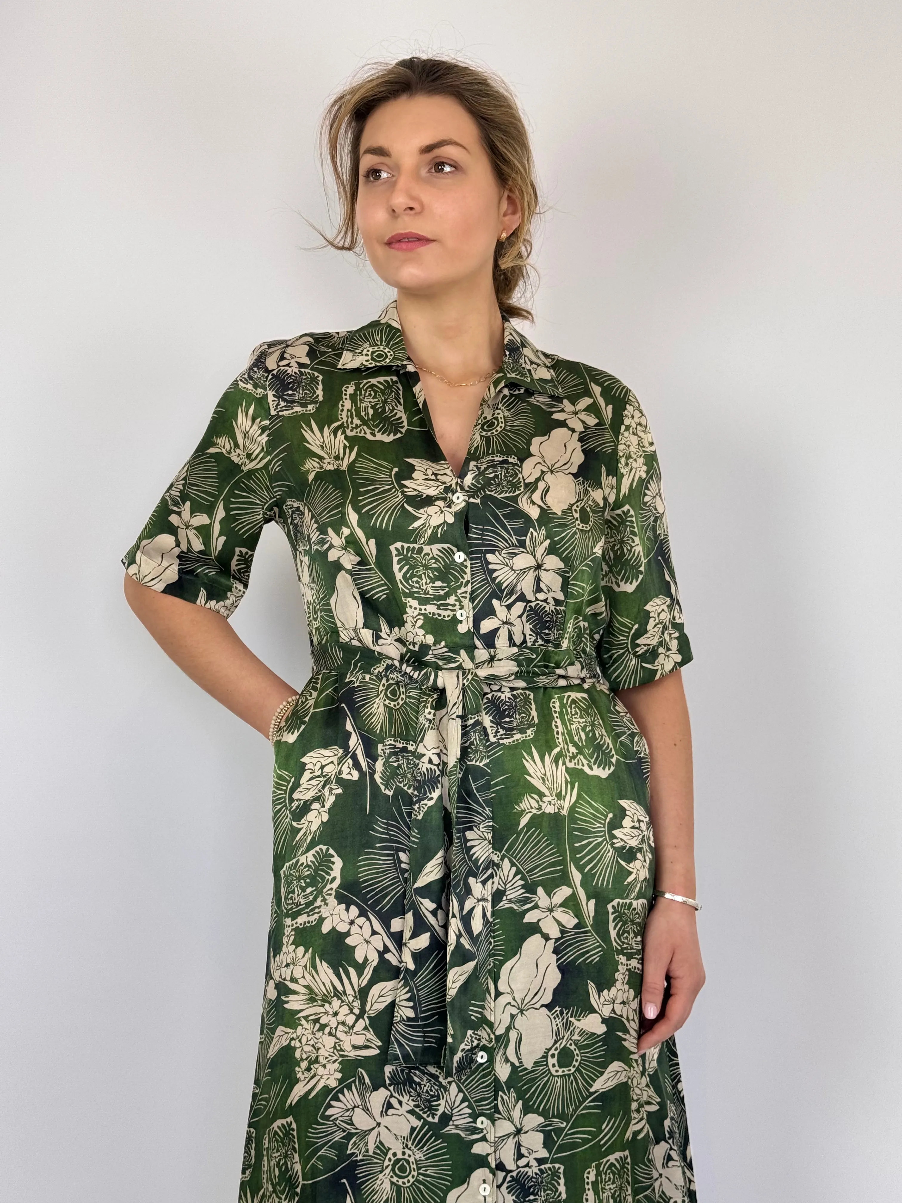 Diega Raviva Dress Green/Ecru